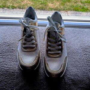 White/Gold NEW Michael Kors wedge sneakers